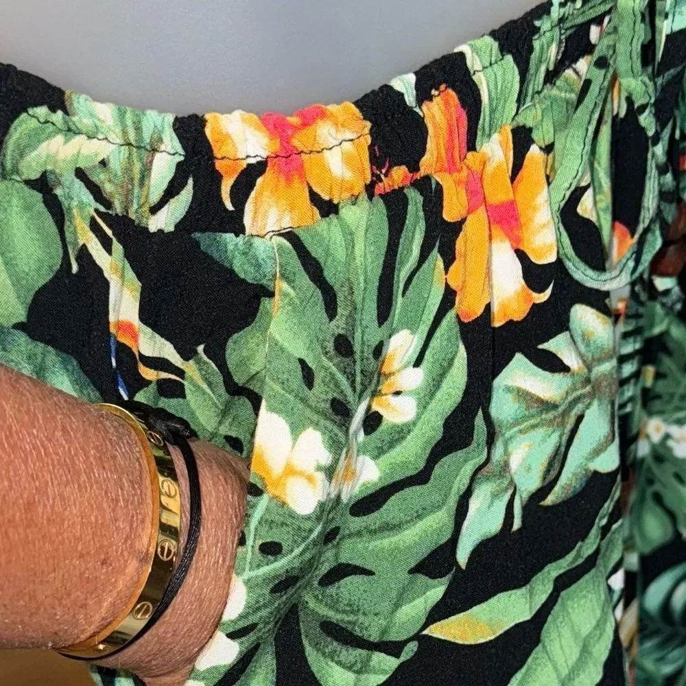 Christian Siriano Vibrant Tropical Print Palazzo Wide-Leg Pants Size Small - Picture 4 of 10